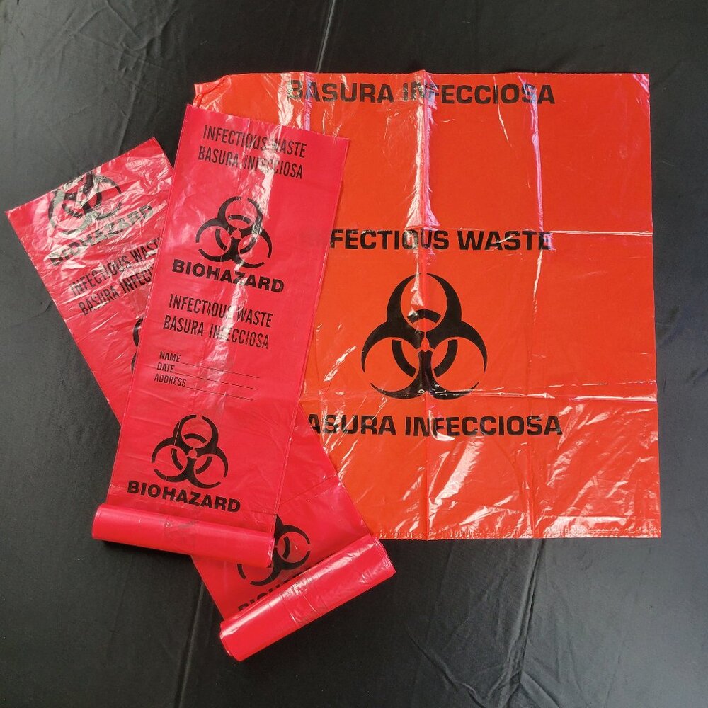 Lot of 30 Biohazard Plastic Bags Red Halloween Cosplay Decorations Zombie